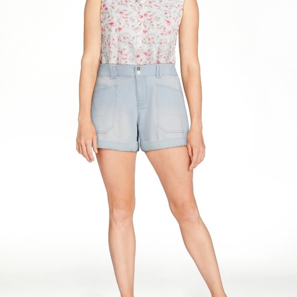Time & Tru Utility Jean Shorts - Picture 1 of 5
